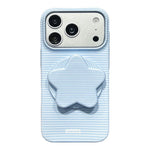 Custodia per telefono in PC a righe Macaron con copertura completa e supporto a stella, For iPhone 17e / 16e, For iPhone 17 Pro Max, For iPhone 17 Pro, For iPhone 17