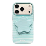 Custodia per telefono in PC a righe Macaron con copertura completa e supporto a stella, For iPhone 17e / 16e, For iPhone 17 Pro Max, For iPhone 17 Pro, For iPhone 17
