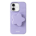 Custodia per telefono in PC a righe Macaron con copertura completa e supporto a stella, For iPhone 17e / 16e, For iPhone 17 Pro Max, For iPhone 17 Pro, For iPhone 17