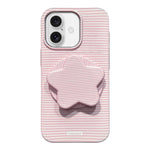 Custodia per telefono in PC a righe Macaron con copertura completa e supporto a stella, For iPhone 17e / 16e, For iPhone 17 Pro Max, For iPhone 17 Pro, For iPhone 17