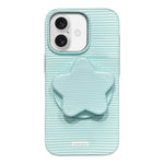 Custodia per telefono in PC a righe Macaron con copertura completa e supporto a stella, For iPhone 17e / 16e, For iPhone 17 Pro Max, For iPhone 17 Pro, For iPhone 17