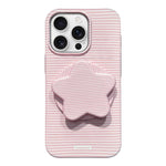Custodia per telefono in PC a righe Macaron con copertura completa e supporto a stella, For iPhone Air, For iPhone 16 Pro Max, For iPhone 16 Pro, For iPhone 16 Plus