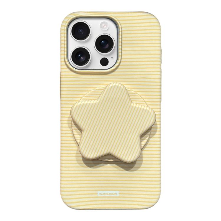 Custodia per telefono in PC a righe Macaron con copertura completa e supporto a stella, For iPhone Air, For iPhone 16 Pro Max, For iPhone 16 Pro, For iPhone 16 Plus