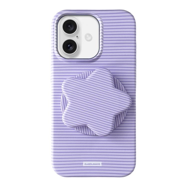 Custodia per telefono in PC a righe Macaron con copertura completa e supporto a stella, For iPhone Air, For iPhone 16 Pro Max, For iPhone 16 Pro, For iPhone 16 Plus