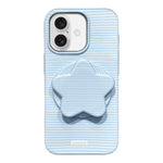 Custodia per telefono in PC a righe Macaron con copertura completa e supporto a stella, For iPhone Air, For iPhone 16 Pro Max, For iPhone 16 Pro, For iPhone 16 Plus