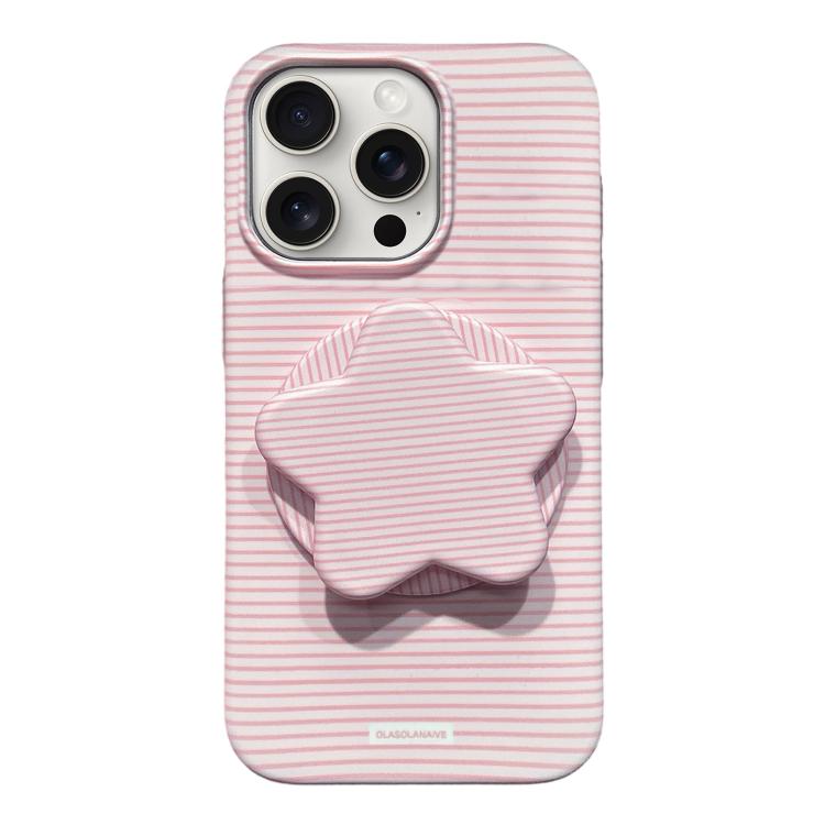 Custodia per telefono in PC a righe Macaron con copertura completa e supporto a stella, For iPhone 16, For iPhone 15 Pro Max, For iPhone 15 Pro, For iPhone 15 Plus