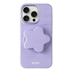 Custodia per telefono in PC a righe Macaron con copertura completa e supporto a stella, For iPhone 16, For iPhone 15 Pro Max, For iPhone 15 Pro, For iPhone 15 Plus