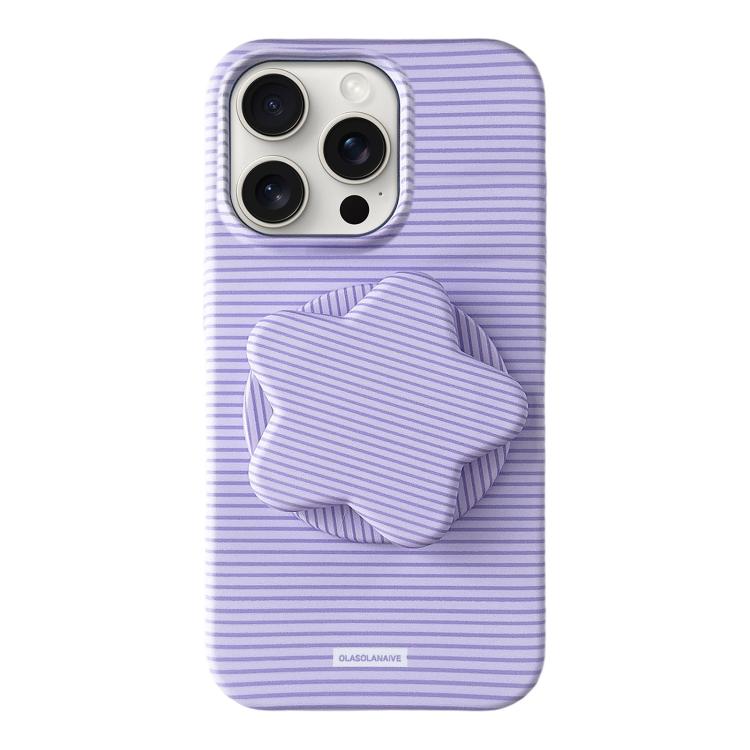 Custodia per telefono in PC a righe Macaron con copertura completa e supporto a stella, For iPhone 16, For iPhone 15 Pro Max, For iPhone 15 Pro, For iPhone 15 Plus