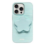Custodia per telefono in PC a righe Macaron con copertura completa e supporto a stella, For iPhone 16, For iPhone 15 Pro Max, For iPhone 15 Pro, For iPhone 15 Plus