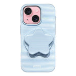 Custodia per telefono in PC a righe Macaron con copertura completa e supporto a stella, For iPhone 16, For iPhone 15 Pro Max, For iPhone 15 Pro, For iPhone 15 Plus