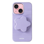 Custodia per telefono in PC a righe Macaron con copertura completa e supporto a stella, For iPhone 15, For iPhone 14 Plus, For iPhone 14, For iPhone 14 Pro