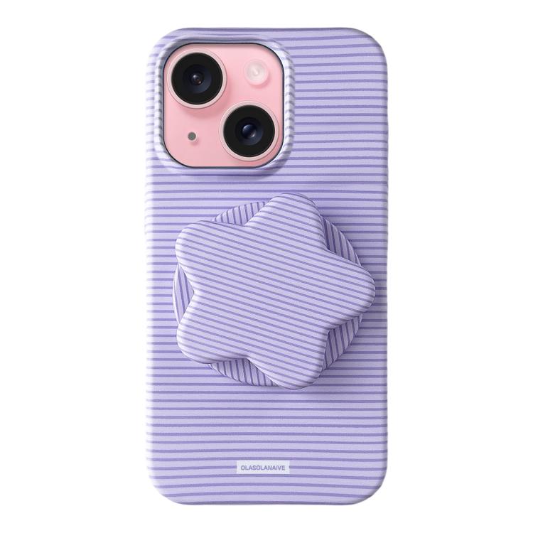 Custodia per telefono in PC a righe Macaron con copertura completa e supporto a stella, For iPhone 15, For iPhone 14 Plus, For iPhone 14, For iPhone 14 Pro