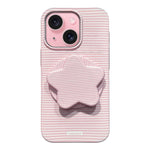 Custodia per telefono in PC a righe Macaron con copertura completa e supporto a stella, For iPhone 15, For iPhone 14 Plus, For iPhone 14, For iPhone 14 Pro