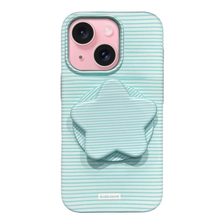 Custodia per telefono in PC a righe Macaron con copertura completa e supporto a stella, For iPhone 15, For iPhone 14 Plus, For iPhone 14, For iPhone 14 Pro