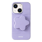 Custodia per telefono in PC a righe Macaron con copertura completa e supporto a stella, For iPhone 15, For iPhone 14 Plus, For iPhone 14, For iPhone 14 Pro