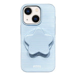 Custodia per telefono in PC a righe Macaron con copertura completa e supporto a stella, For iPhone 15, For iPhone 14 Plus, For iPhone 14, For iPhone 14 Pro