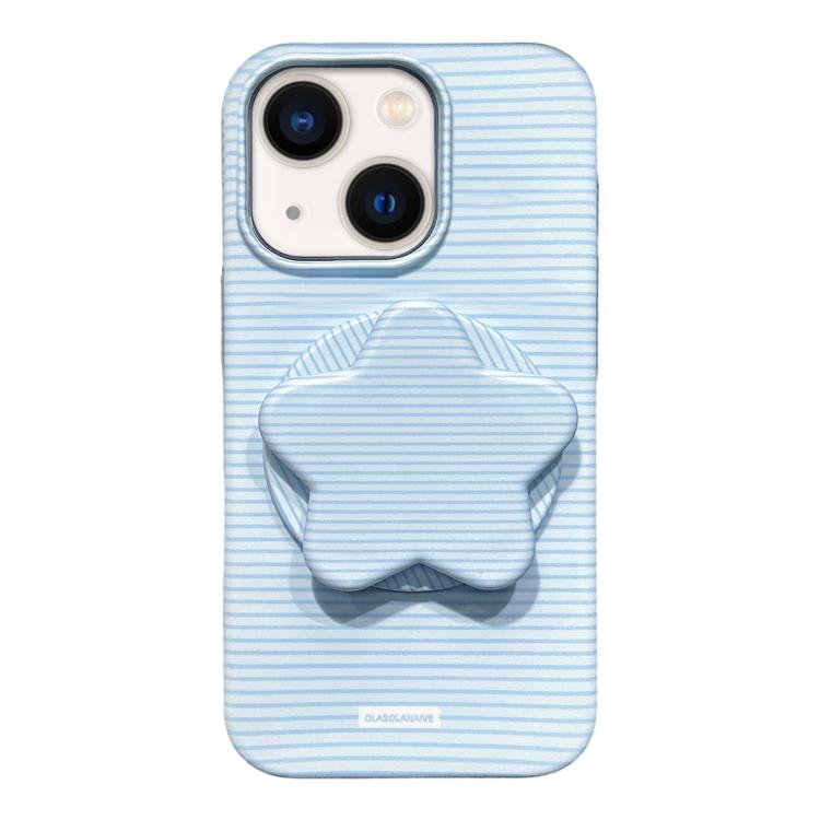 Custodia per telefono in PC a righe Macaron con copertura completa e supporto a stella, For iPhone 15, For iPhone 14 Plus, For iPhone 14, For iPhone 14 Pro