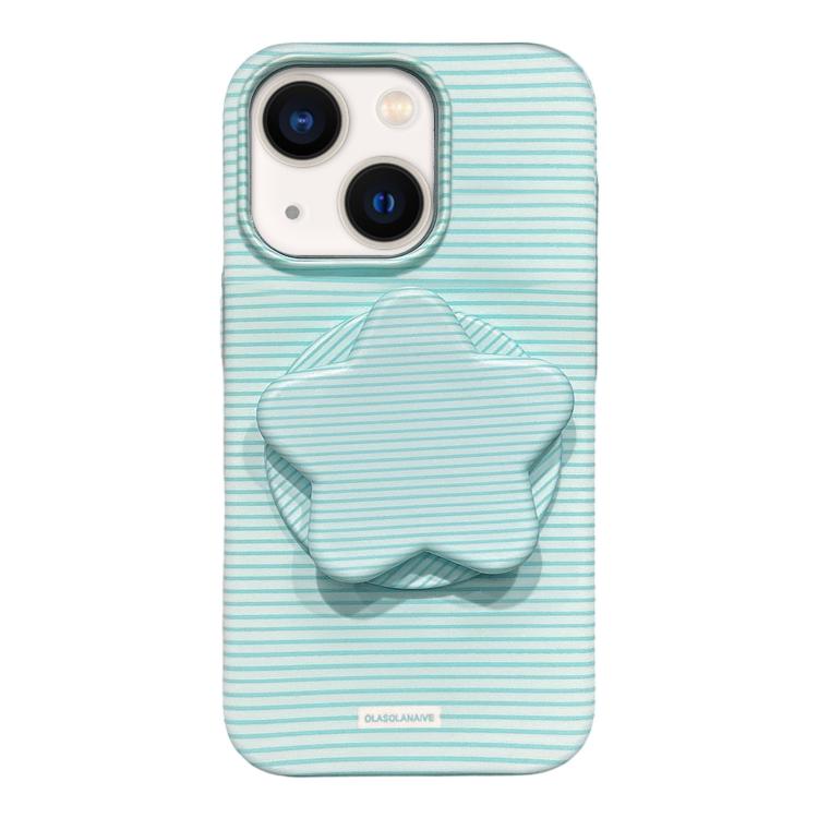 Custodia per telefono in PC a righe Macaron con copertura completa e supporto a stella, For iPhone 15, For iPhone 14 Plus, For iPhone 14, For iPhone 14 Pro