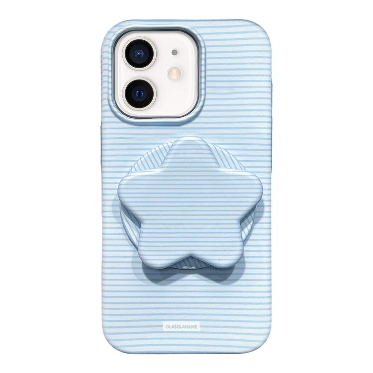 Custodia per telefono in PC a righe Macaron con copertura completa e supporto a stella, For iPhone 11, For iPhone 11 Pro