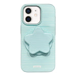Custodia per telefono in PC a righe Macaron con copertura completa e supporto a stella, For iPhone 11, For iPhone 11 Pro