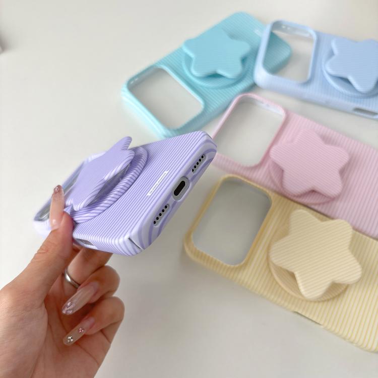 Custodia per telefono in PC a righe Macaron con copertura completa e supporto a stella, For iPhone 17e / 16e, For iPhone 17 Pro Max, For iPhone 17 Pro, For iPhone 17
