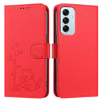 Custodia per telefono in ecopelle con fibbia a forma di albero e gatto YX0014, con cordino., For Galaxy M14 5G