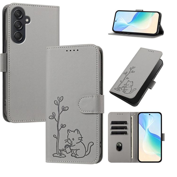 Custodia per telefono in ecopelle con fibbia a forma di albero e gatto YX0014, con cordino., For Galaxy M55 5G / C55 5G, For Galaxy M15 5G / F15 5G
