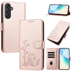 Custodia per telefono in ecopelle con fibbia a forma di albero e gatto YX0014, con cordino., For Galaxy M55 5G / C55 5G, For Galaxy M15 5G / F15 5G