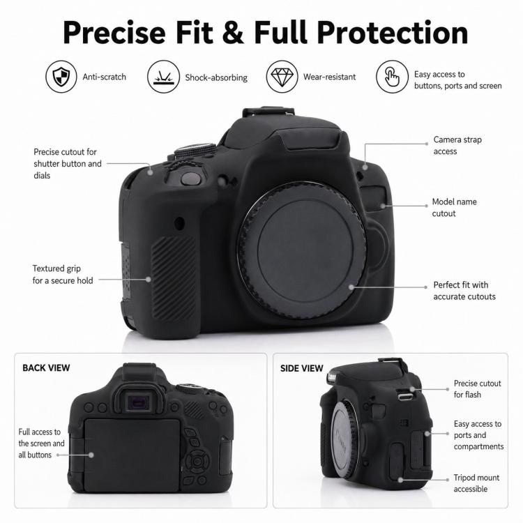 Custodia protettiva in morbido silicone per fotocamera, For Canon EOS 750D