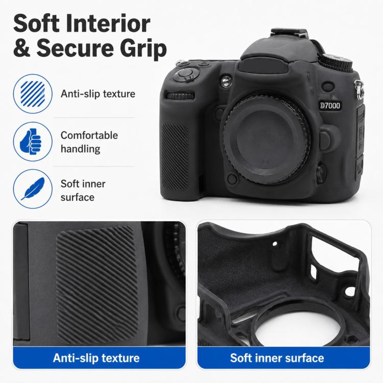 Custodia protettiva in morbido silicone per fotocamera, For Nikon D7000