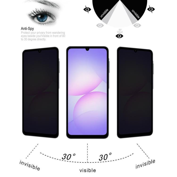 25 pezzi Pellicola serigrafica anti-spia a copertura totale in vetro temperato, For Galaxy A08 4G, For Galaxy A08 5G, For Galaxy A18 4G, For Galaxy A18 5G, For Galaxy M47 5G, For Galaxy Buddy5 5G