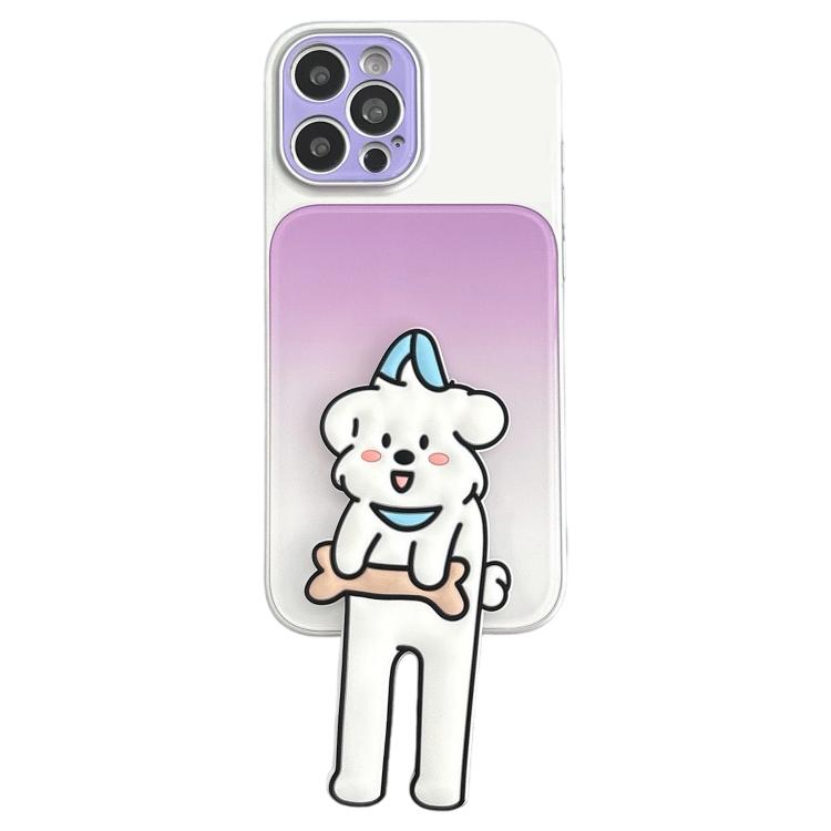 Custodia per telefono in TPU, silicone e acrilico con effetto sfumato e supporto a forma di gatto, For iPhone 15 Pro Max, For iPhone 15 Pro, For iPhone 15, For iPhone 14, For iPhone 14 Pro, For iPhone 14 Pro Max