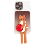Custodia per telefono in TPU, silicone e acrilico con effetto sfumato e supporto a forma di gatto, For iPhone 15 Pro Max, For iPhone 15 Pro, For iPhone 15, For iPhone 14, For iPhone 14 Pro, For iPhone 14 Pro Max