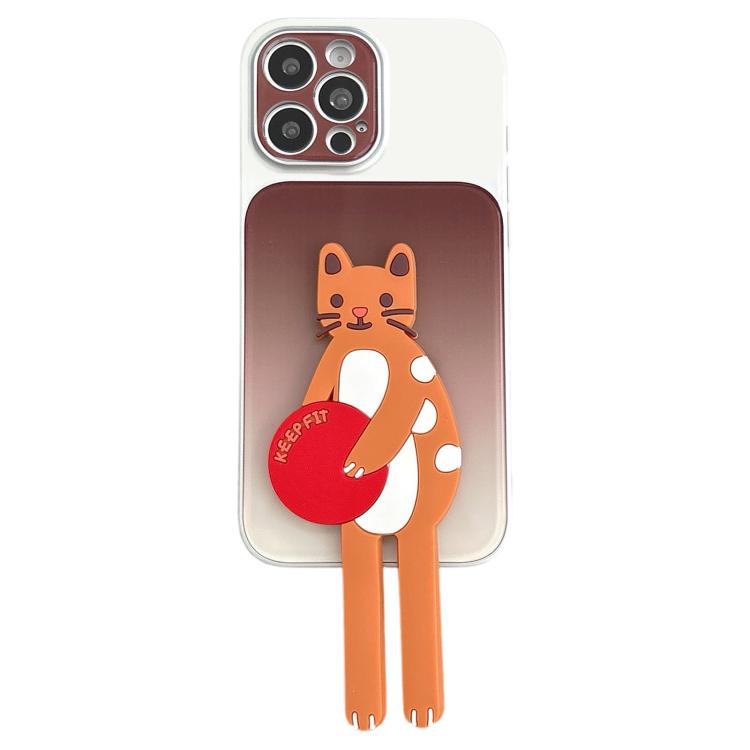 Custodia per telefono in TPU, silicone e acrilico con effetto sfumato e supporto a forma di gatto, For iPhone 17 Pro Max, For iPhone 17 Pro, For iPhone 17, For iPhone 16 Pro Max, For iPhone 16 Pro, For iPhone 16