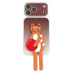 Custodia per telefono in TPU, silicone e acrilico con effetto sfumato e supporto a forma di gatto, For iPhone 17 Pro Max, For iPhone 17 Pro, For iPhone 17, For iPhone 16 Pro Max, For iPhone 16 Pro, For iPhone 16