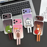 Custodia per telefono in TPU, silicone e acrilico con effetto sfumato e supporto a forma di gatto, For iPhone 17 Pro Max, For iPhone 17 Pro, For iPhone 17, For iPhone 16 Pro Max, For iPhone 16 Pro, For iPhone 16