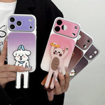 Custodia per telefono in TPU, silicone e acrilico con effetto sfumato e supporto a forma di gatto, For iPhone 17 Pro Max, For iPhone 17 Pro, For iPhone 17, For iPhone 16 Pro Max, For iPhone 16 Pro, For iPhone 16