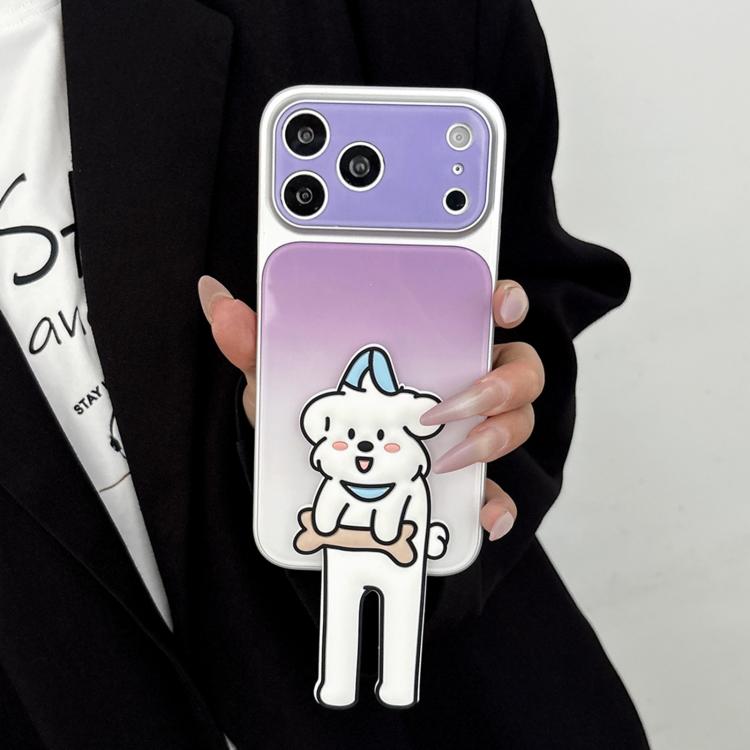 Custodia per telefono in TPU, silicone e acrilico con effetto sfumato e supporto a forma di gatto, For iPhone 17 Pro Max, For iPhone 17 Pro, For iPhone 17, For iPhone 16 Pro Max, For iPhone 16 Pro, For iPhone 16