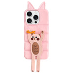 Custodia per telefono in TPU e silicone con orecchie di volpe e piumino d'oca, con custodia pieghevole a forma di gatto dei cartoni animati., For iPhone 17 Pro Max, For iPhone 17 Pro, For iPhone 17, For iPhone 16 Pro Max