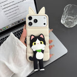 Custodia per telefono in TPU e silicone con orecchie di volpe e piumino d'oca, con custodia pieghevole a forma di gatto dei cartoni animati., For iPhone 13 Pro Max, For iPhone 12 Pro Max