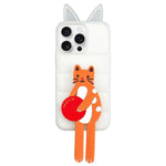 Custodia per telefono in TPU e silicone con orecchie di volpe e piumino d'oca, con custodia pieghevole a forma di gatto dei cartoni animati., For iPhone 13 Pro Max, For iPhone 12 Pro Max