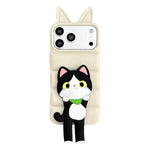 Custodia per telefono in TPU e silicone con orecchie di volpe e piumino d'oca, con custodia pieghevole a forma di gatto dei cartoni animati., For iPhone 17 Pro Max, For iPhone 17 Pro, For iPhone 17, For iPhone 16 Pro Max