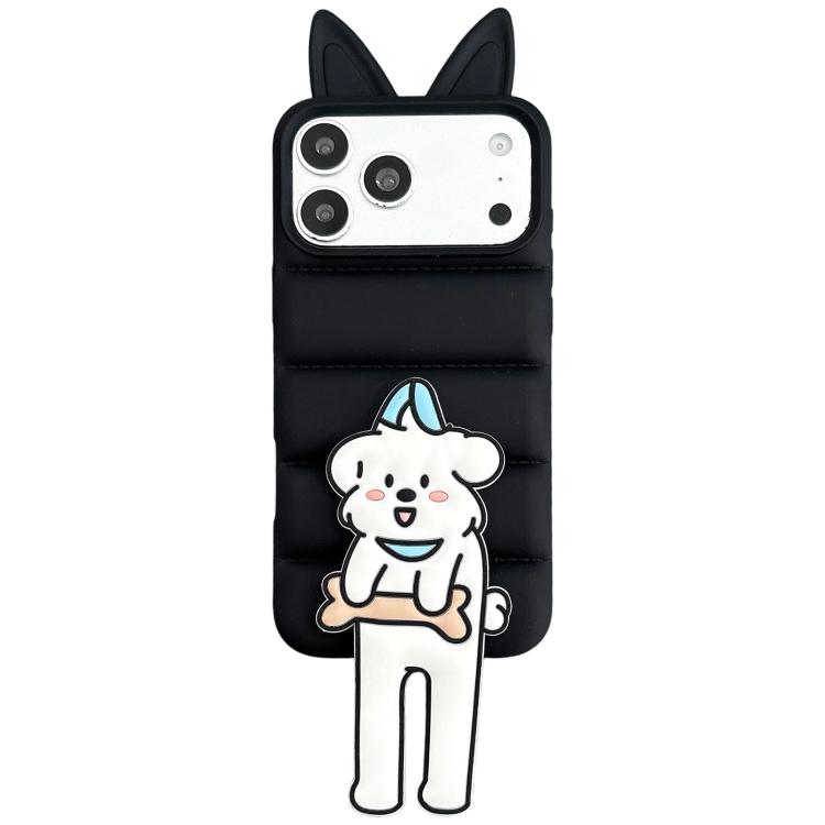 Custodia per telefono in TPU e silicone con orecchie di volpe e piumino d'oca, con custodia pieghevole a forma di gatto dei cartoni animati., For iPhone 17 Pro Max, For iPhone 17 Pro, For iPhone 17, For iPhone 16 Pro Max