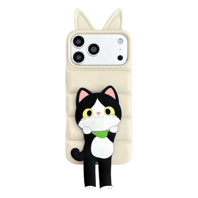 Custodia per telefono in TPU e silicone con orecchie di volpe e piumino d'oca, con custodia pieghevole a forma di gatto dei cartoni animati., For iPhone 17 Pro Max, For iPhone 17 Pro, For iPhone 17, For iPhone 16 Pro Max