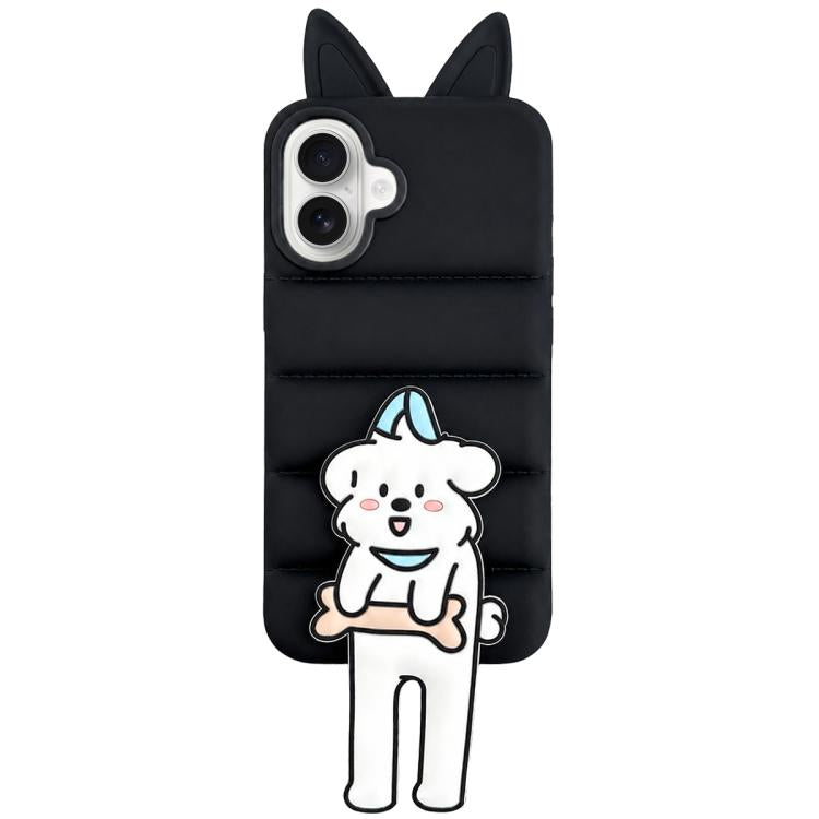 Custodia per telefono in TPU e silicone con orecchie di volpe e piumino d'oca, con custodia pieghevole a forma di gatto dei cartoni animati., For iPhone 17 Pro Max, For iPhone 17 Pro, For iPhone 17, For iPhone 16 Pro Max
