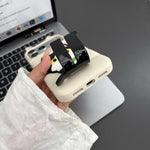 Custodia per telefono in TPU e silicone con orecchie di volpe e piumino d'oca, con custodia pieghevole a forma di gatto dei cartoni animati., For iPhone 17 Pro Max, For iPhone 17 Pro, For iPhone 17, For iPhone 16 Pro Max