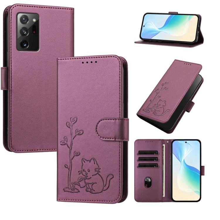 Custodia per telefono in ecopelle con fibbia a forma di albero e gatto YX0014, con cordino., For Galaxy Note20, For Galaxy S20 Ultra