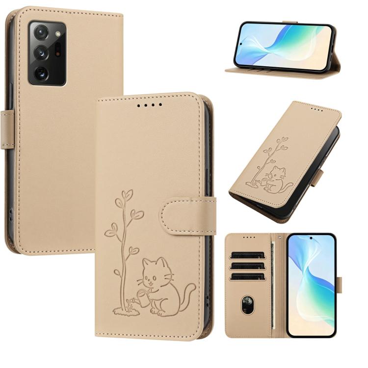 Custodia per telefono in ecopelle con fibbia a forma di albero e gatto YX0014, con cordino., For Galaxy Note20, For Galaxy S20 Ultra