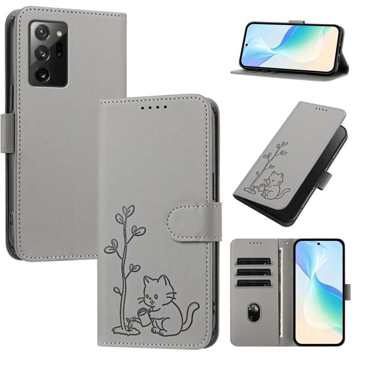 Custodia per telefono in ecopelle con fibbia a forma di albero e gatto YX0014, con cordino., For Galaxy Note20, For Galaxy S20 Ultra