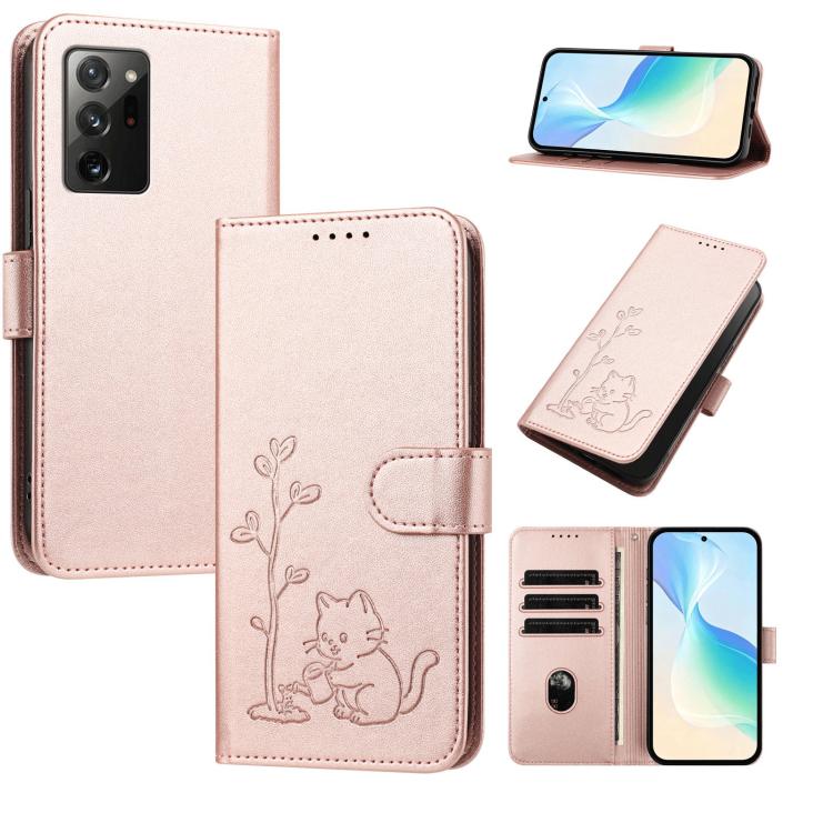 Custodia per telefono in ecopelle con fibbia a forma di albero e gatto YX0014, con cordino., For Galaxy Note20, For Galaxy S20 Ultra